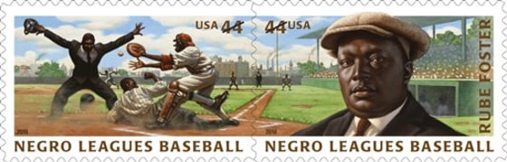 New postage stamps commemorate the Negro Leagues Baseball, and Andrew "Rube" Foster, founder of the league and considered the "father of Negro Leagues baseball."